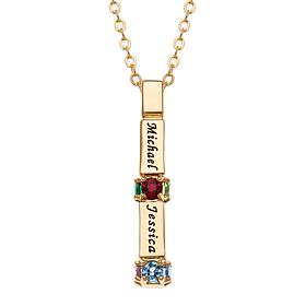 Family Bar Name and Birthstone Crystal Pendant 