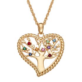 Family Heart Birthstone Crystal Pendant