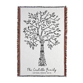 Family Tree Personalized Fringe Throw Blanket