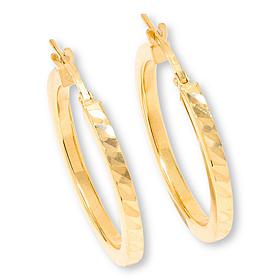 Fiorenza 1-inch Diamond-Cut Hoop Earrings