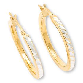 Fiorenza 1-inch Diamond-Cut Hoop Earrings