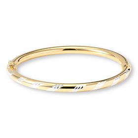 Fiorenza 18K Gold-Plated Diamond-Cut Oval Hinged Bangle Bracelet