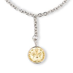 Fiorenza Jewelry Y-Drop Necklace with Fleur-de-lis Coin Pendant