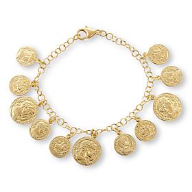 Fiorenza Replica Roman Coin Charm Rolo Chain Bracelet