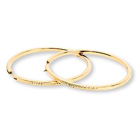 Fiorenza Sterling Silver Diamond-Cut 2-1/2" Hoop Earrings