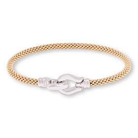 Fiorenza Sterling Silver Popcorn Bangle Bracelet with Horseshoe Clasp