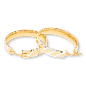 Fiorenza Two-Tone Diamond-Cut Sterling Silver Hoop Earrings