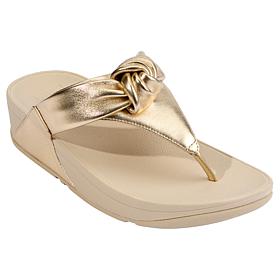 FitFlop Lulu Padded Knot Metallic Leather Toe-Post Sandal