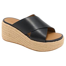 FitFlop Platform Espadrille Leather Wedge Cross Slides