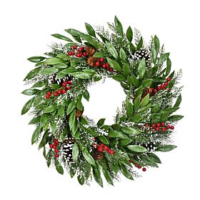 Fraser Hill Farm 25-In. Mixed Leaf Wreath Door or Wall Hanging with...