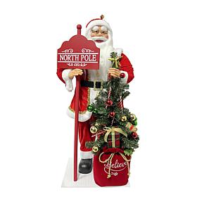 Fraser Hill Farm 3-Ft. Standing Musical Santa Claus Statue with Nor...