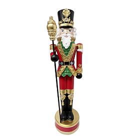 Fraser Hill Farm 3.3-ft. Resin Nutcracker Statue with Scepter, Whit...