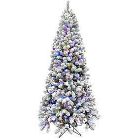 Fraser Hill Farm 7.5' Flocked Silverton Fir Tree w/ Multi-Color Lights
