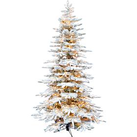 Fraser Hill Farm 9' Flocked Christmas Tree with Clear String Lighting