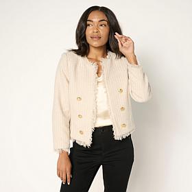 G by Giuliana Black Label Bouclé Striped Jacket