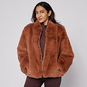 G by Giuliana Black Label Knit Faux Fur Jacket