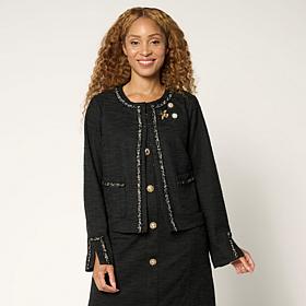 G by Giuliana Black Label Knit Tweed Cropped Blazer