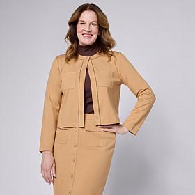 G by Giuliana Black Label Ponte di Roma Knit Beaded Jacket