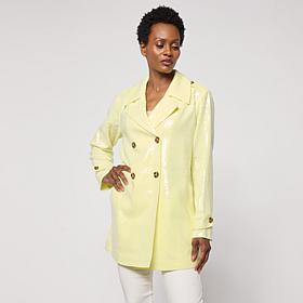 G by Giuliana Black Label Sequin Double-Breasted Trench Coat