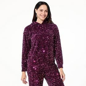 G by Giuliana Black Label Sequin Velour Knit Hoodie