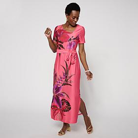 G by Giuliana Black Label Silky Knit Maxi w/Tie Belt