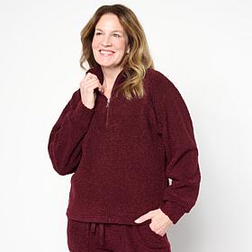 G by Giuliana Black Label Teddy Lux Quarter-Zip Pullover Top