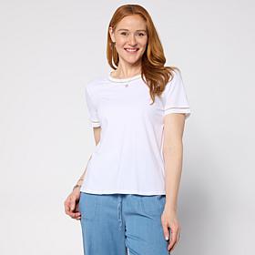 G by Giuliana Cotton Modal Short-Sleeve Top with Trim