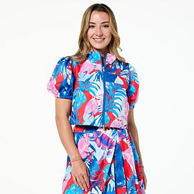 G by Giuliana Court to Resort Printed Puff-Sleeve Cropped Jacket