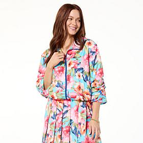 G by Giuliana Court to Resort Ruched-Sleeve Zipper Jacket