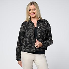 G by Giuliana Denim Jacket with Laser Print