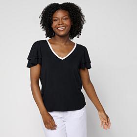 G by Giuliana Ecoluxe Top with Ruffle Sleeve