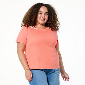 G by Giuliana Embellished Cotton-Blend Knit Tee