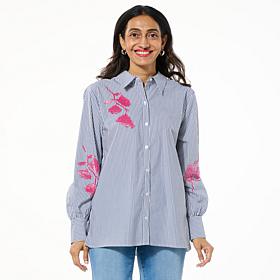 G by Giuliana Embellished Striped Blouse