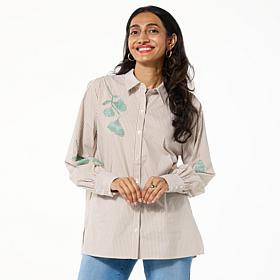 G by Giuliana Embellished Striped Blouse