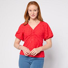 G by Giuliana Eyelet Knit Front Twist Top