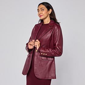 G by Giuliana Lamb Leather Single-Breasted Blazer