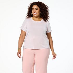 G by Giuliana Metallic Knit Crew-Neck Tee