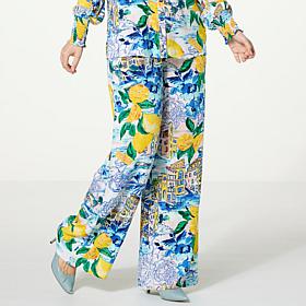 G by Giuliana Printed Challis Wide-Leg Pull-On Palazzo Pant