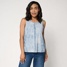 G by Giuliana Printed Denim-Like Mesh Top