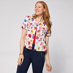 G by Giuliana Printed Sweater Knit Cardigan