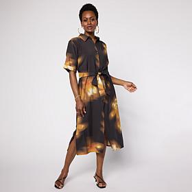 G by Giuliana Printed Woven Shirt Dress