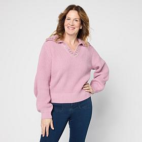 G by Giuliana Rhinestone Collar Pullover Sweater 