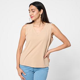 G by Giuliana Ribbed Knit V-Neck Tank