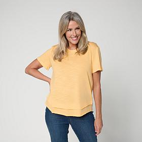G by Giuliana Short-Sleeve Shirttail Cotton Slub Tee