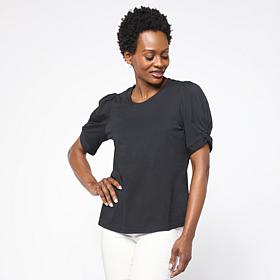 G by Giuliana Slub Knit Top with Knot Sleeve