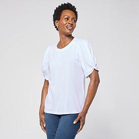 G by Giuliana Slub Knit Top with Knot Sleeve