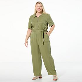 G by Giuliana Woven Tencel Wide Leg Jumpsuit