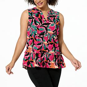 G by Giuliana Woven Tiered Swing-Hem Tank