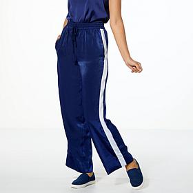 G by Giuliana Woven Wide-Leg Track Pant with Tux Stripe