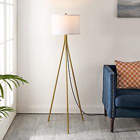 Galilea 61" Gold Iron Floor Lamp with Cotton Shade